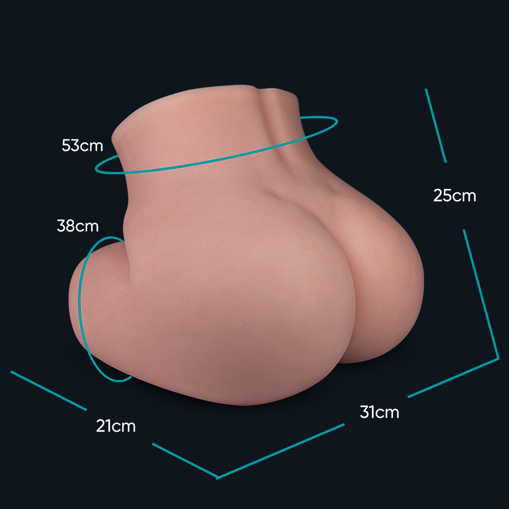 Dimensions fake butt Jessica: 31 cm wide, 25 cm high, circumference 53 cm