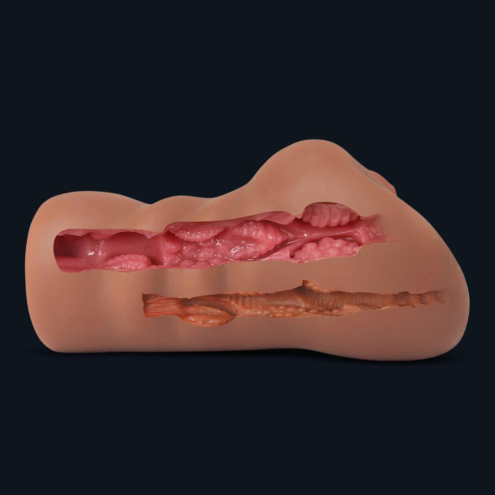 Cross-section of Emma's inside: textured channel with ribs and nubs