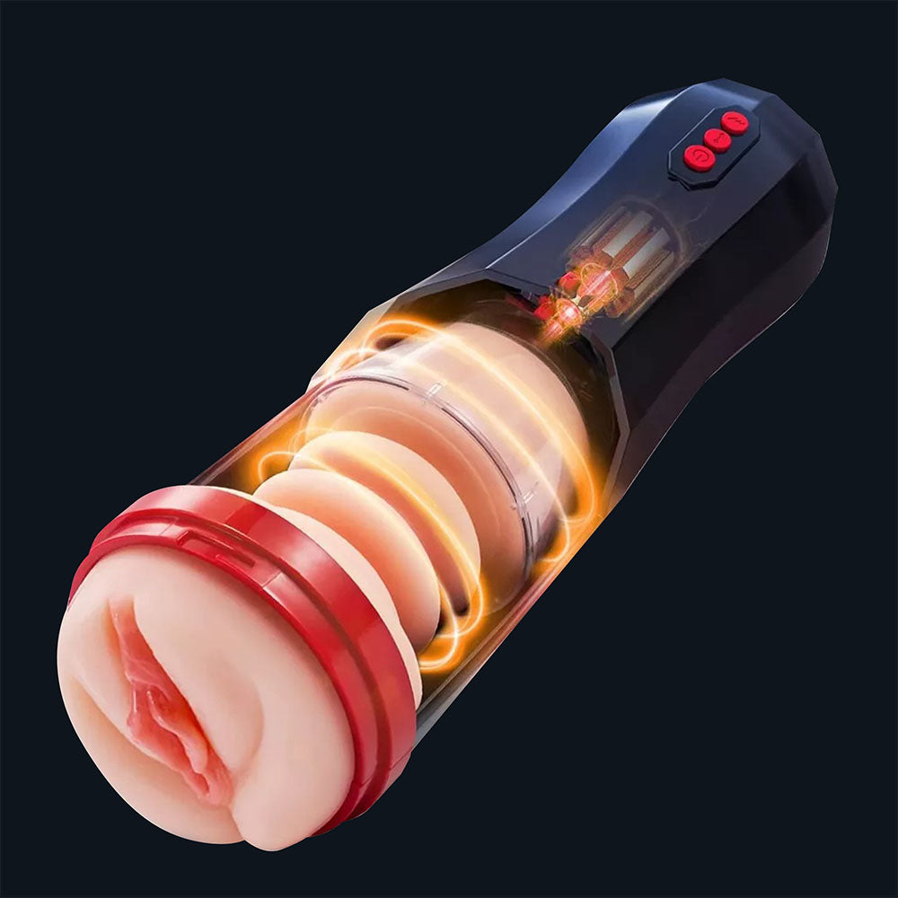 Mila automatic masturbator with vaginal opening and visible suction mechanism in the housing