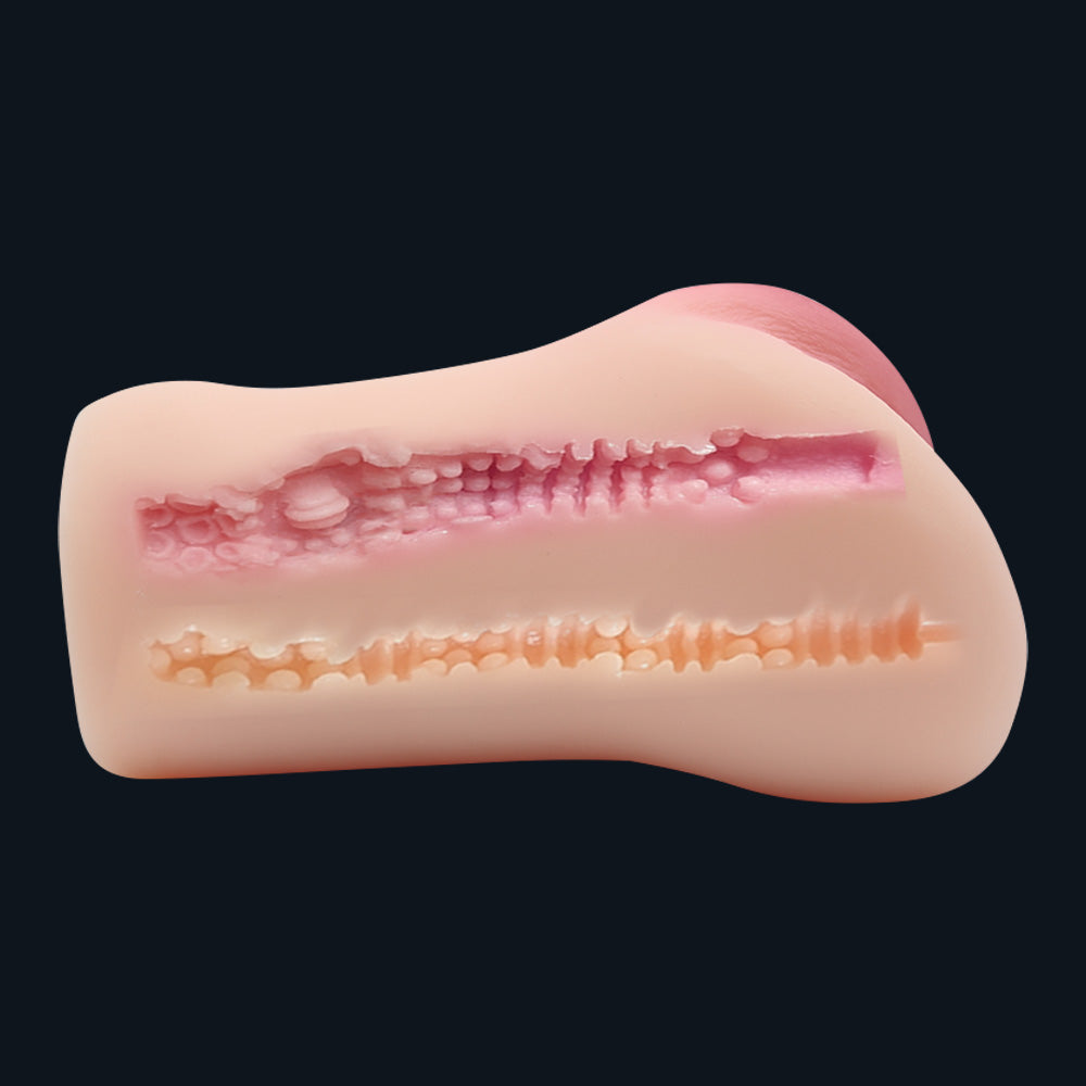 LexaNL pocket pussy, cross-section showing the inner texture of both channels