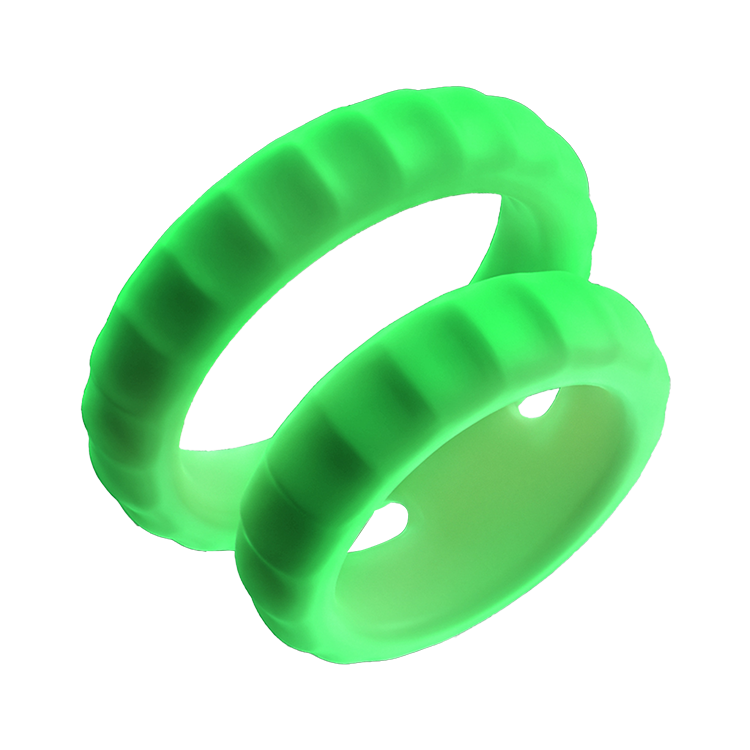 Glowloop Dual glow in the dark cock ring with double ring, glowing green