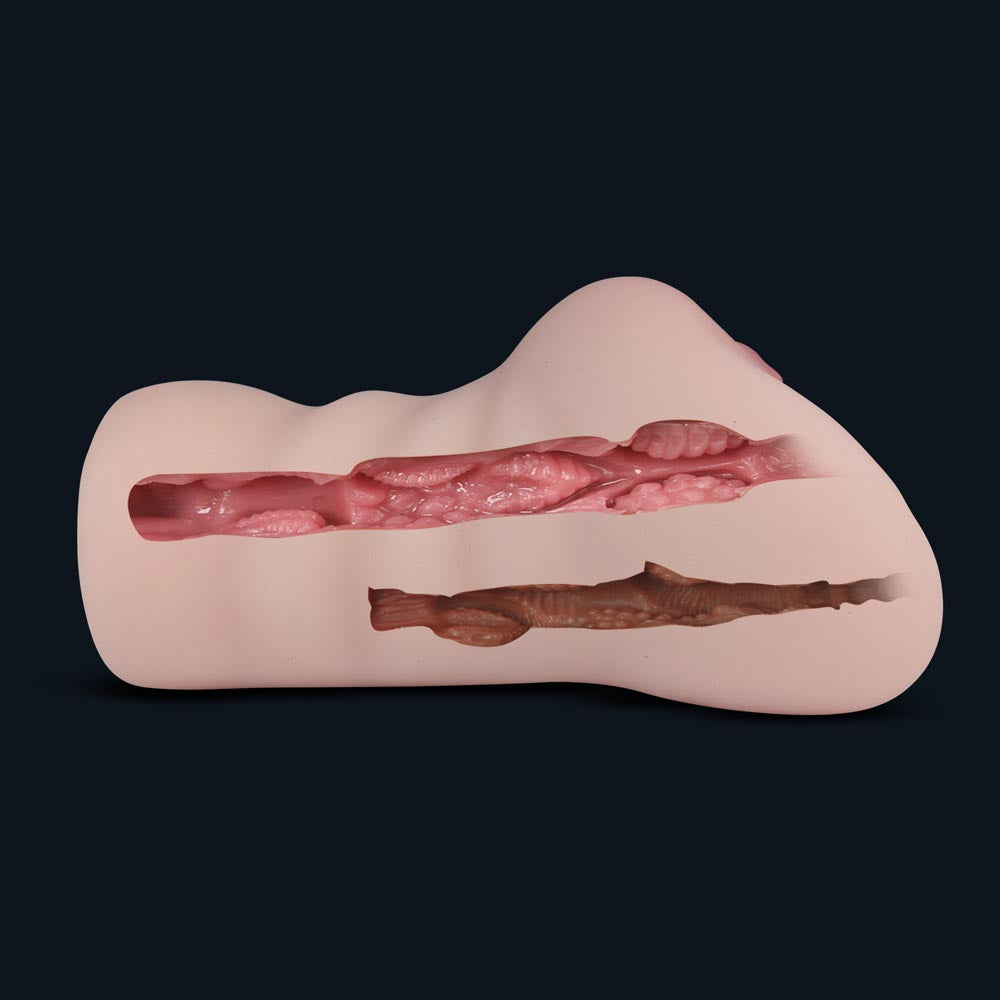 Cross-section of Lotte's inside: textured channel with ribs and nubs