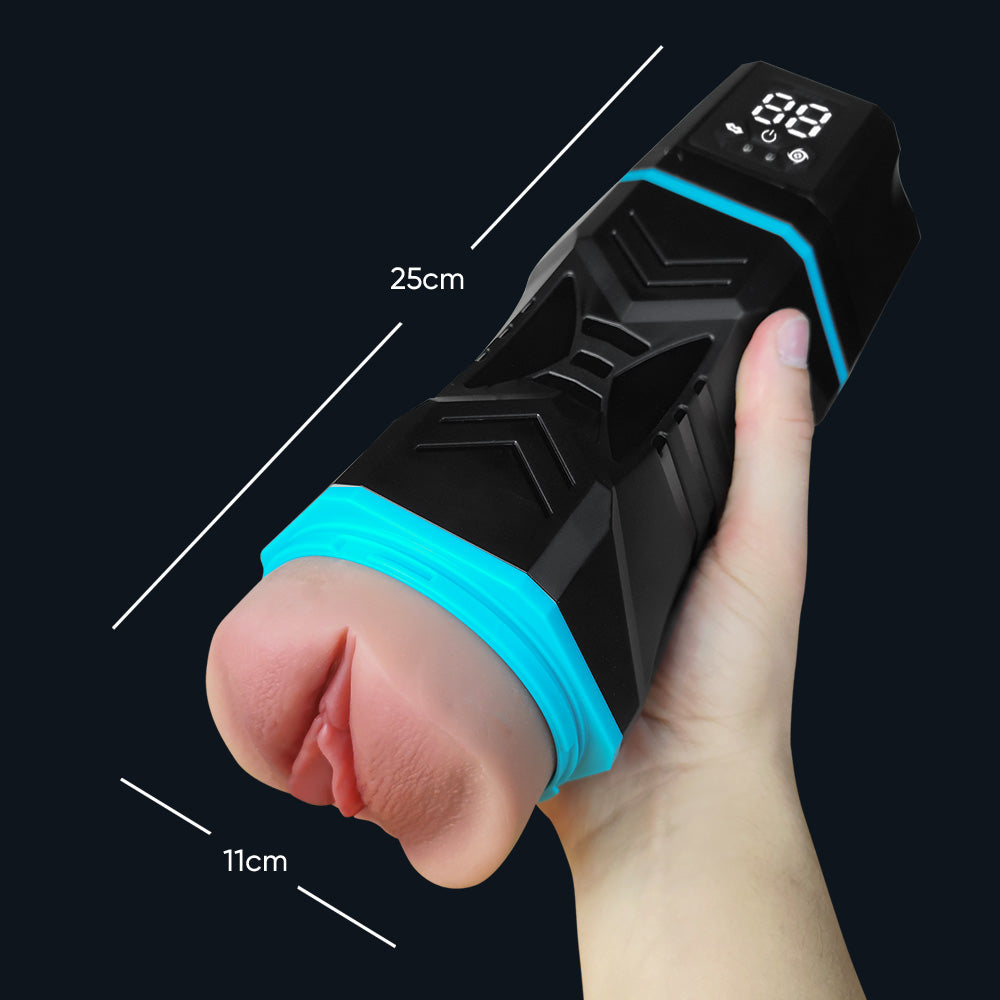 Dimensions of Kate blowjob simulator: 25 cm long, 11 cm wide, held in the hand